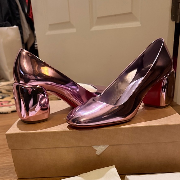 Christian Louboutin Shoes - Christian Louboutin Metallic Minny 70 heels